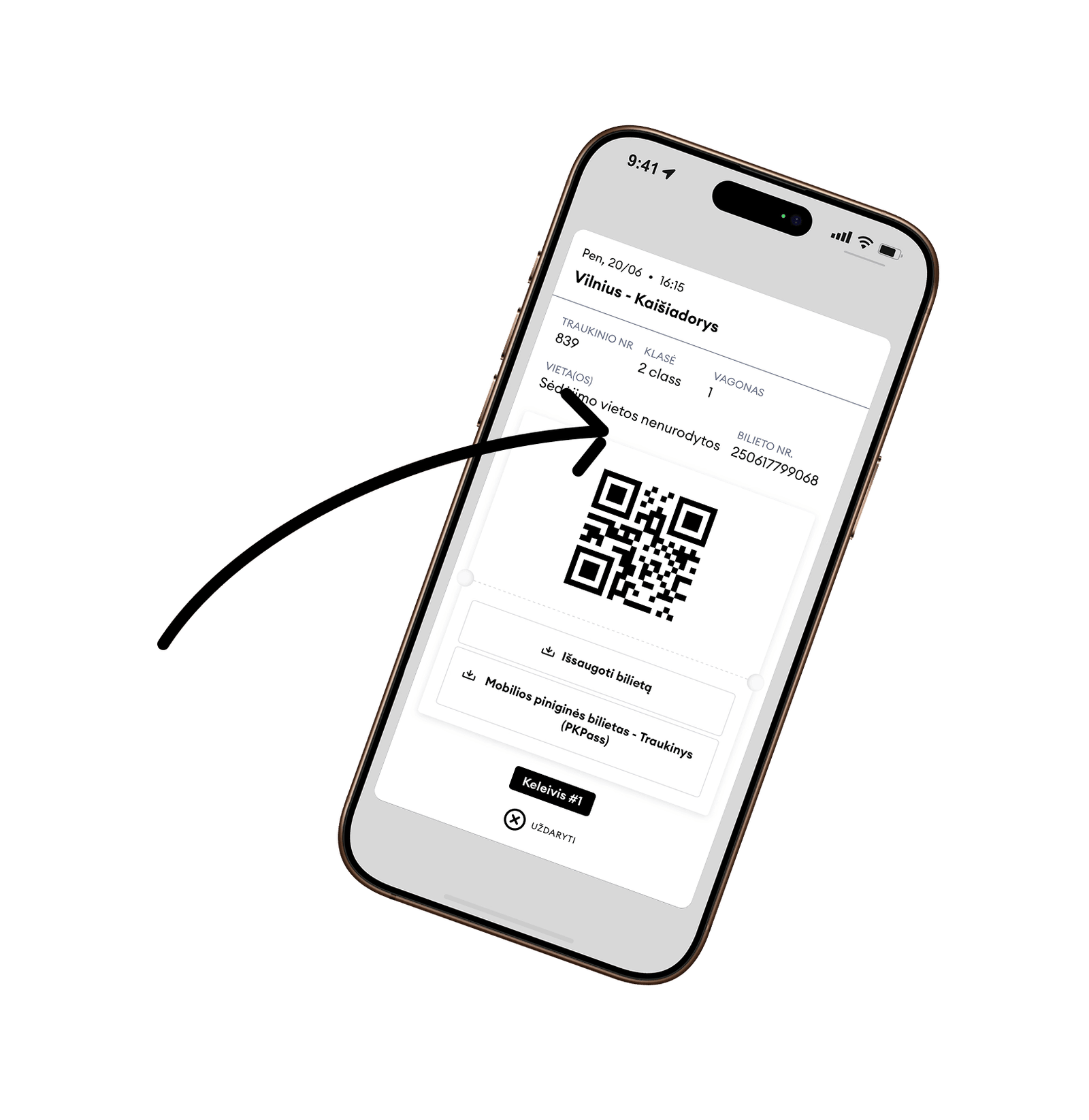 Telefonas ir rodyklė į bilieto kodą